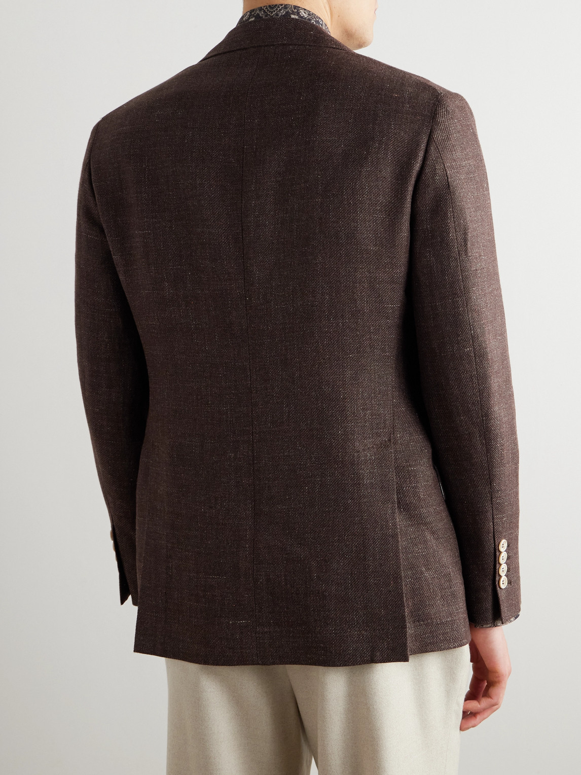 Brunello Cucinelli Linen, Wool And Silk-blend Blazer In Brown