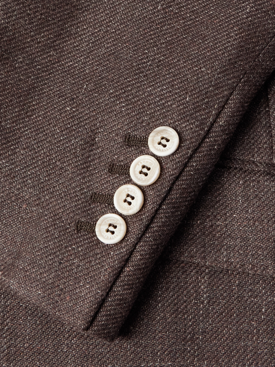 Brunello Cucinelli Linen, Wool And Silk-blend Blazer In Brown
