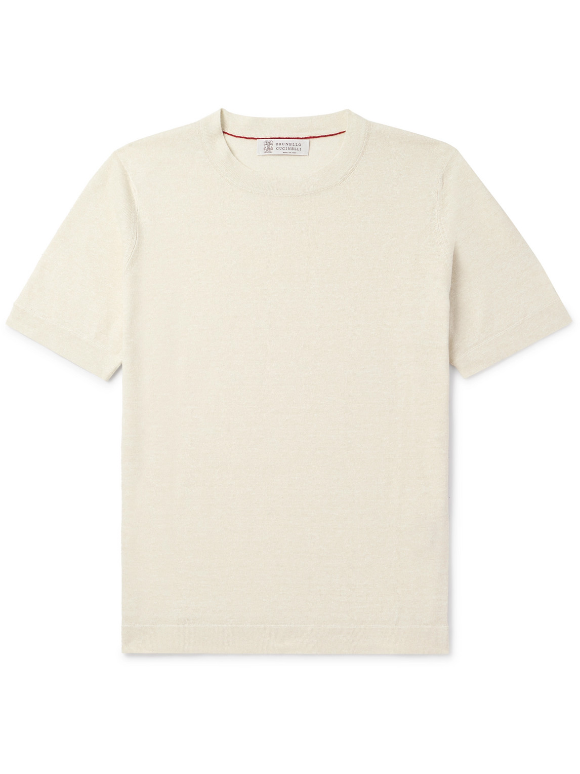 Brunello Cucinelli Linen And Cotton-blend T-shirt In Neutrals