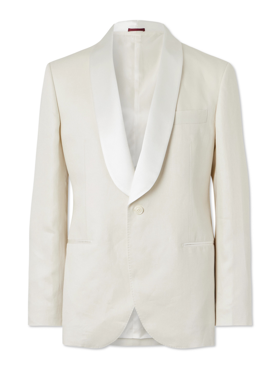 Shawl-Lapel Satin-Trimmed Linen Tuxedo Jacket