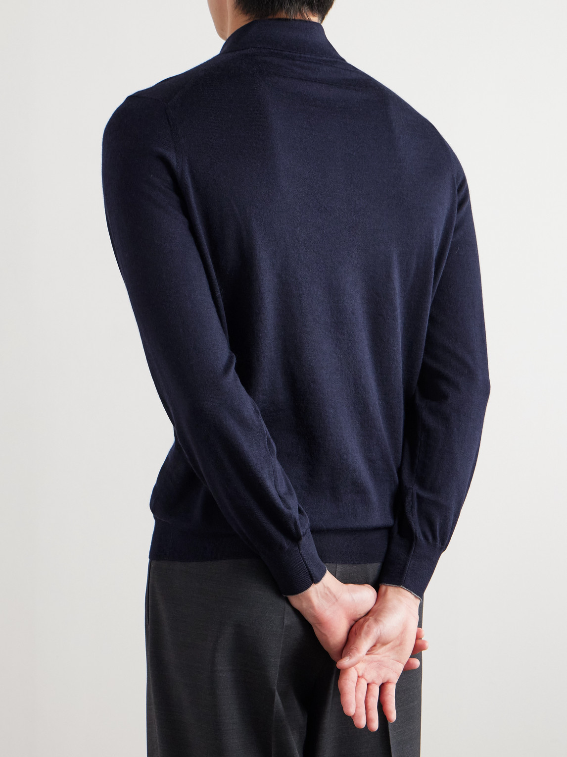 Brunello Cucinelli Cashmere Polo Sweater In Blue