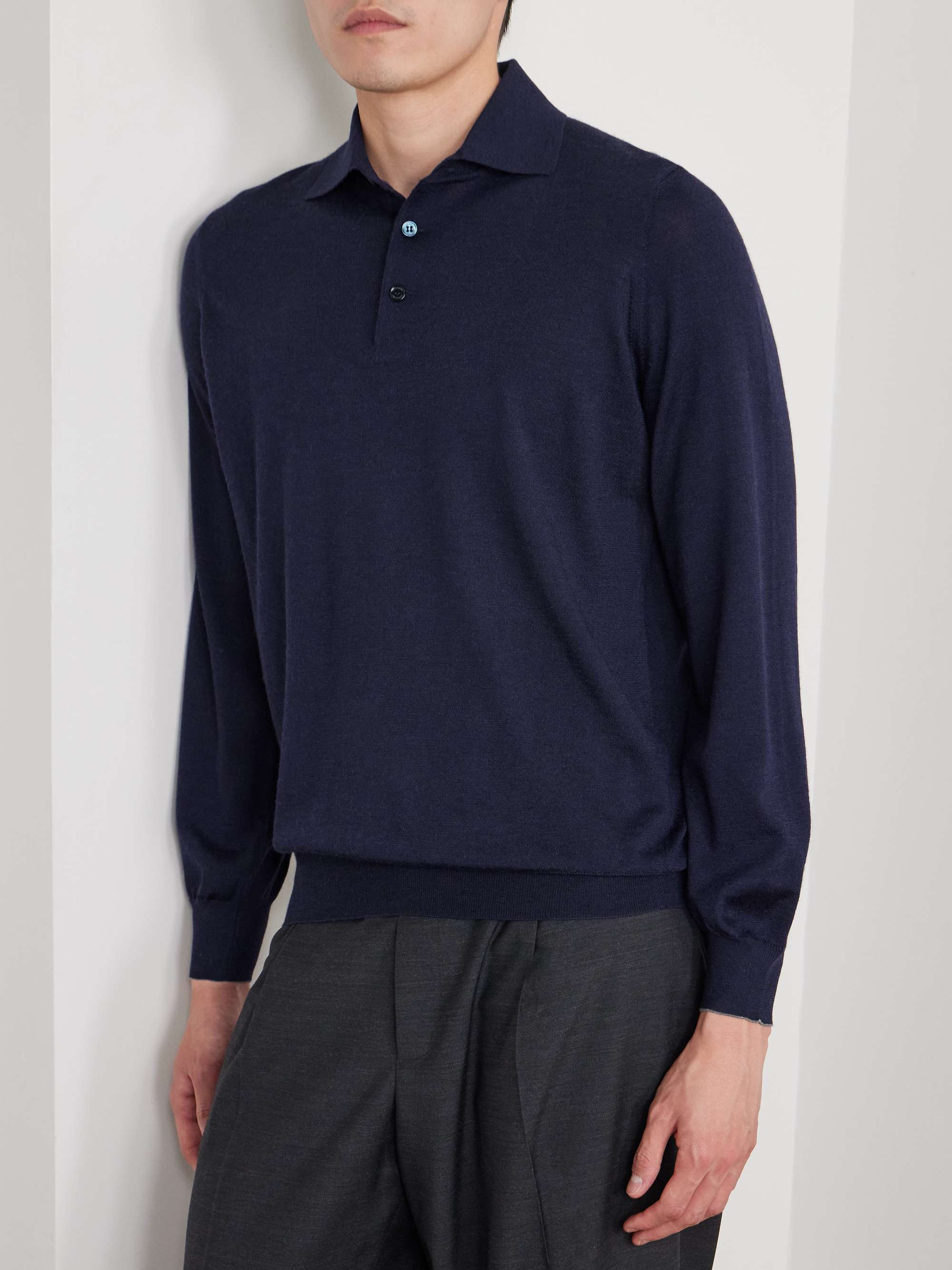 BRUNELLO CUCINELLI Virgin Wool and Cashmere-Blend Polo Shirt