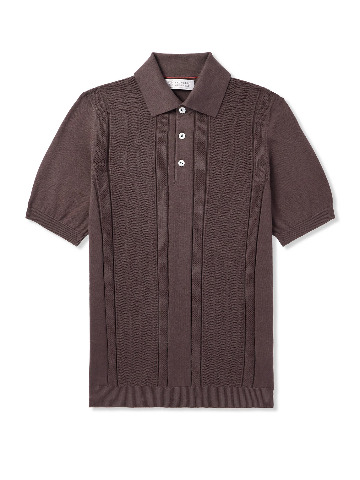 Textured-Knit Cotton Polo Shirt