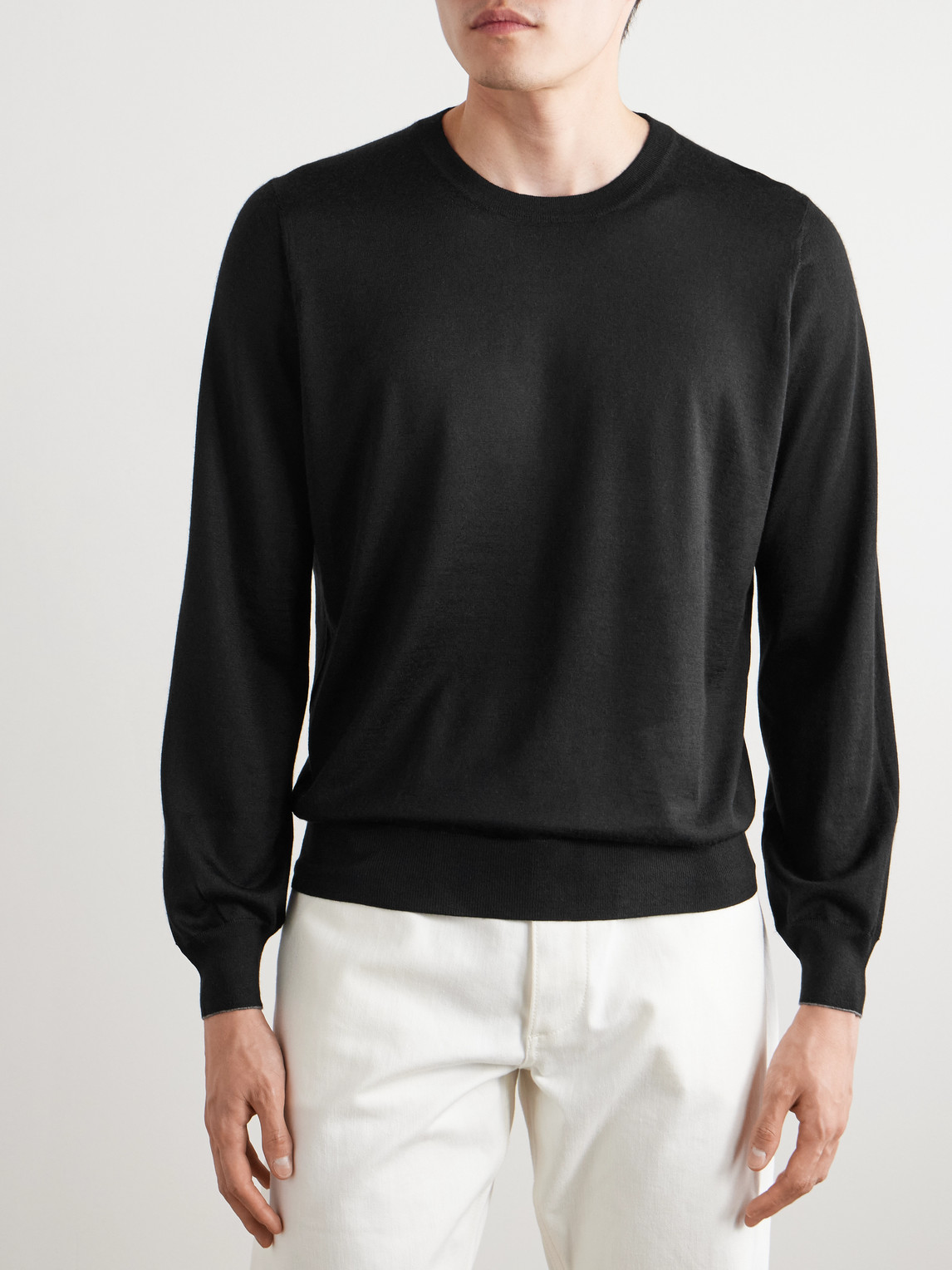 Brunello Cucinelli Cashmere And Silk-blend Sweater In Black