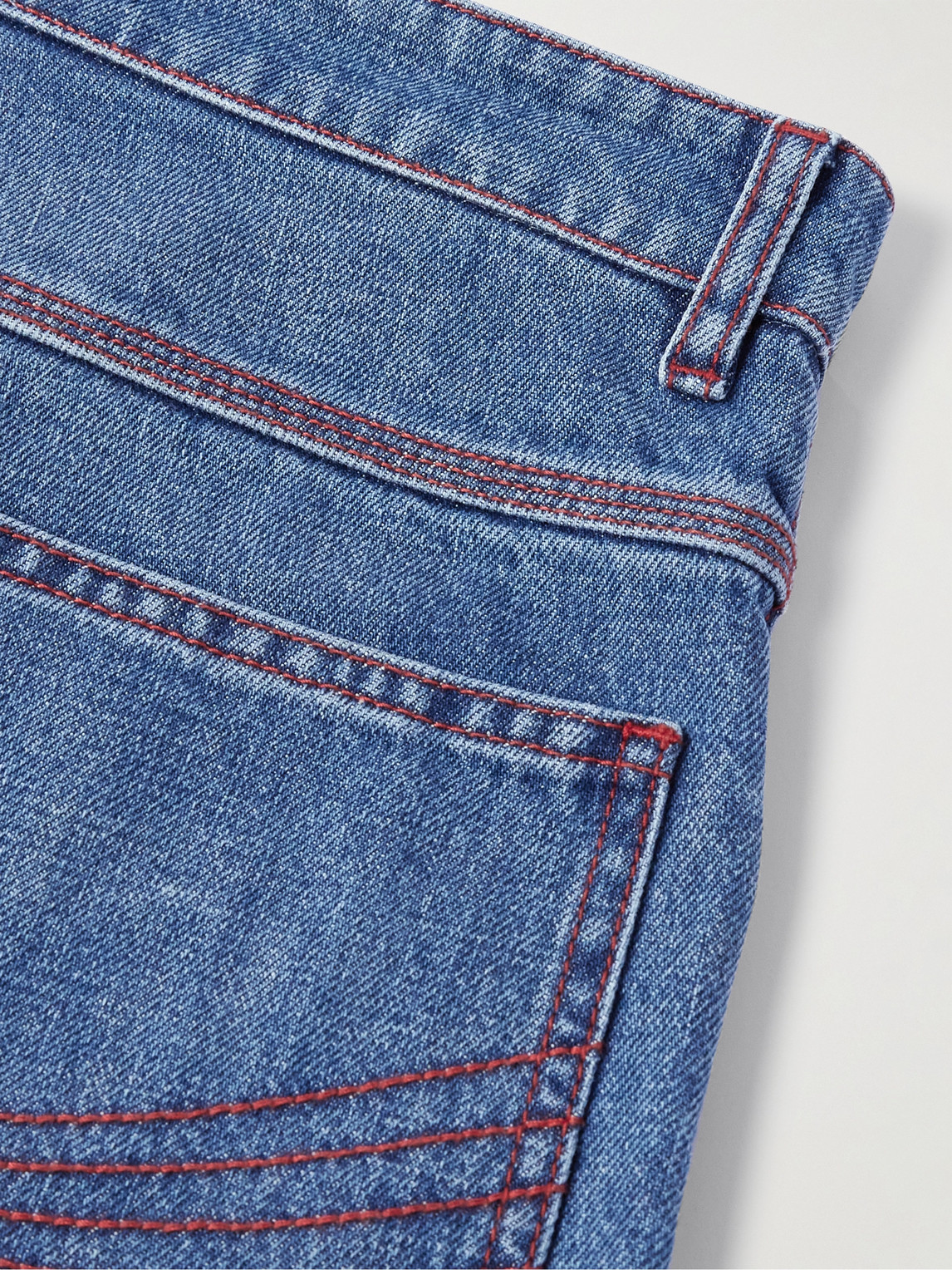 Erl Indiana Skate Wide-leg Denim Shorts In Blue