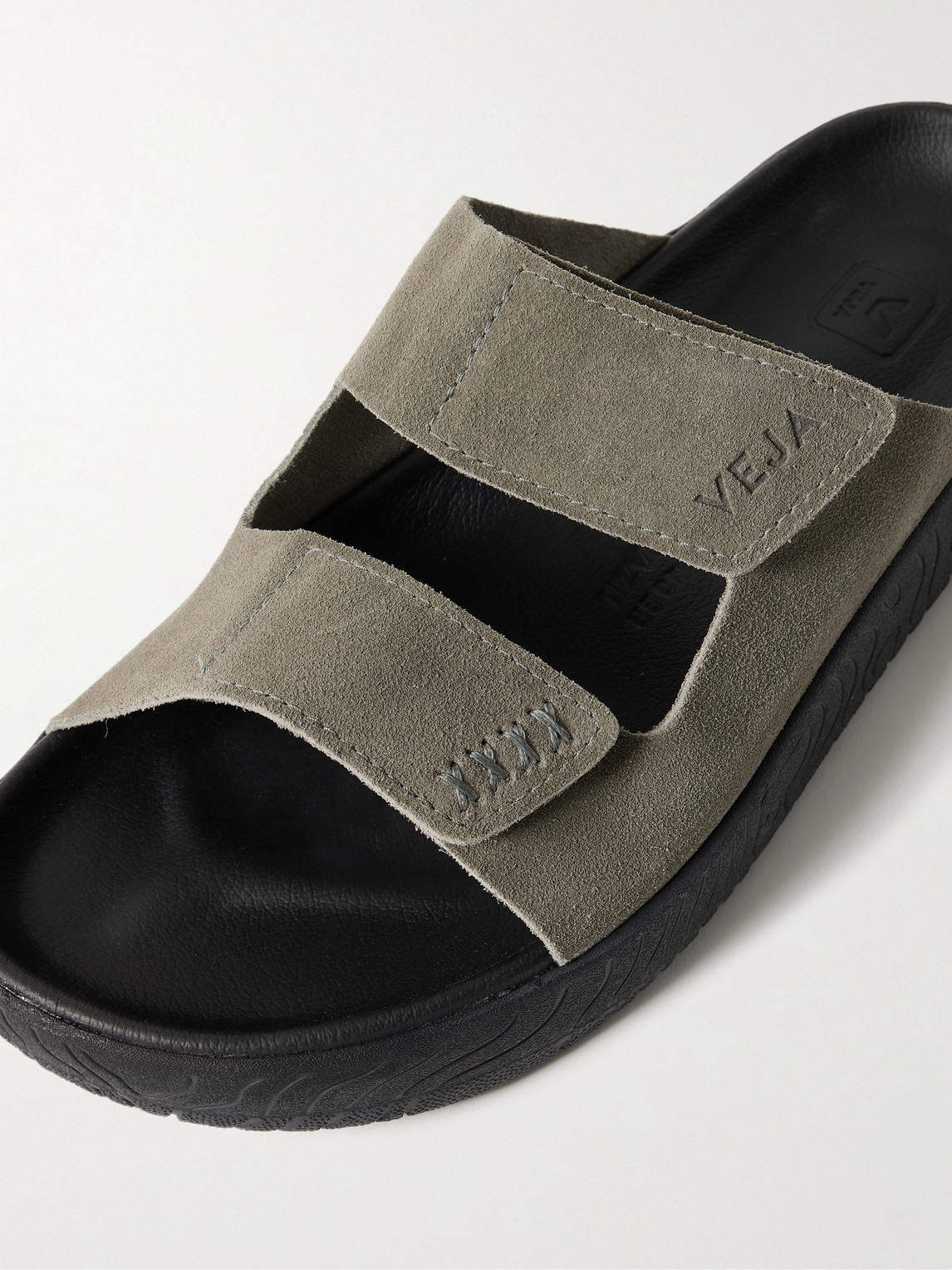 Veja Etna Logo-debossed Suede Slides In Green