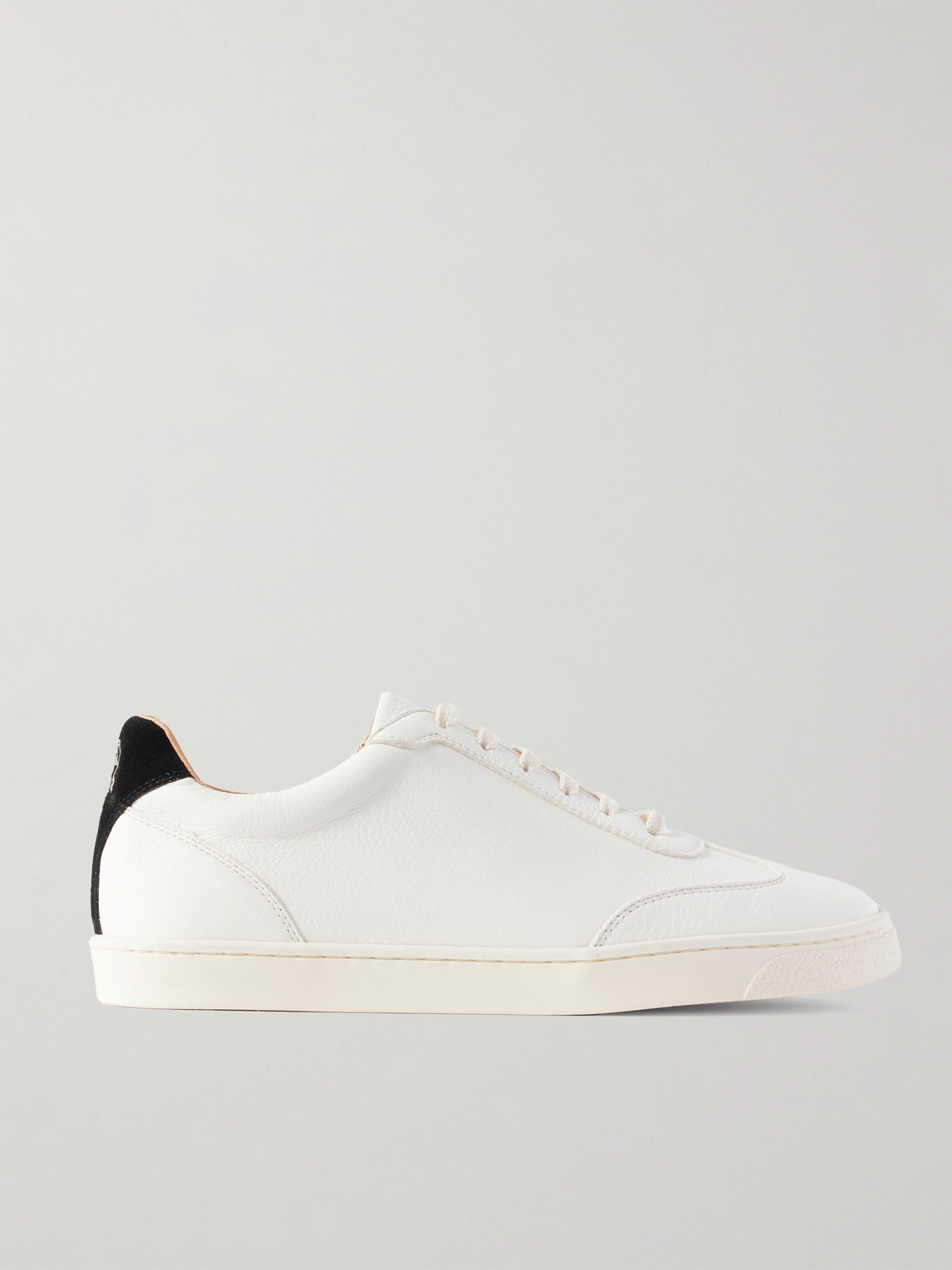 Brunello Cucinelli Coda Di Rondine Suede-trimmed Leather Sneakers In White