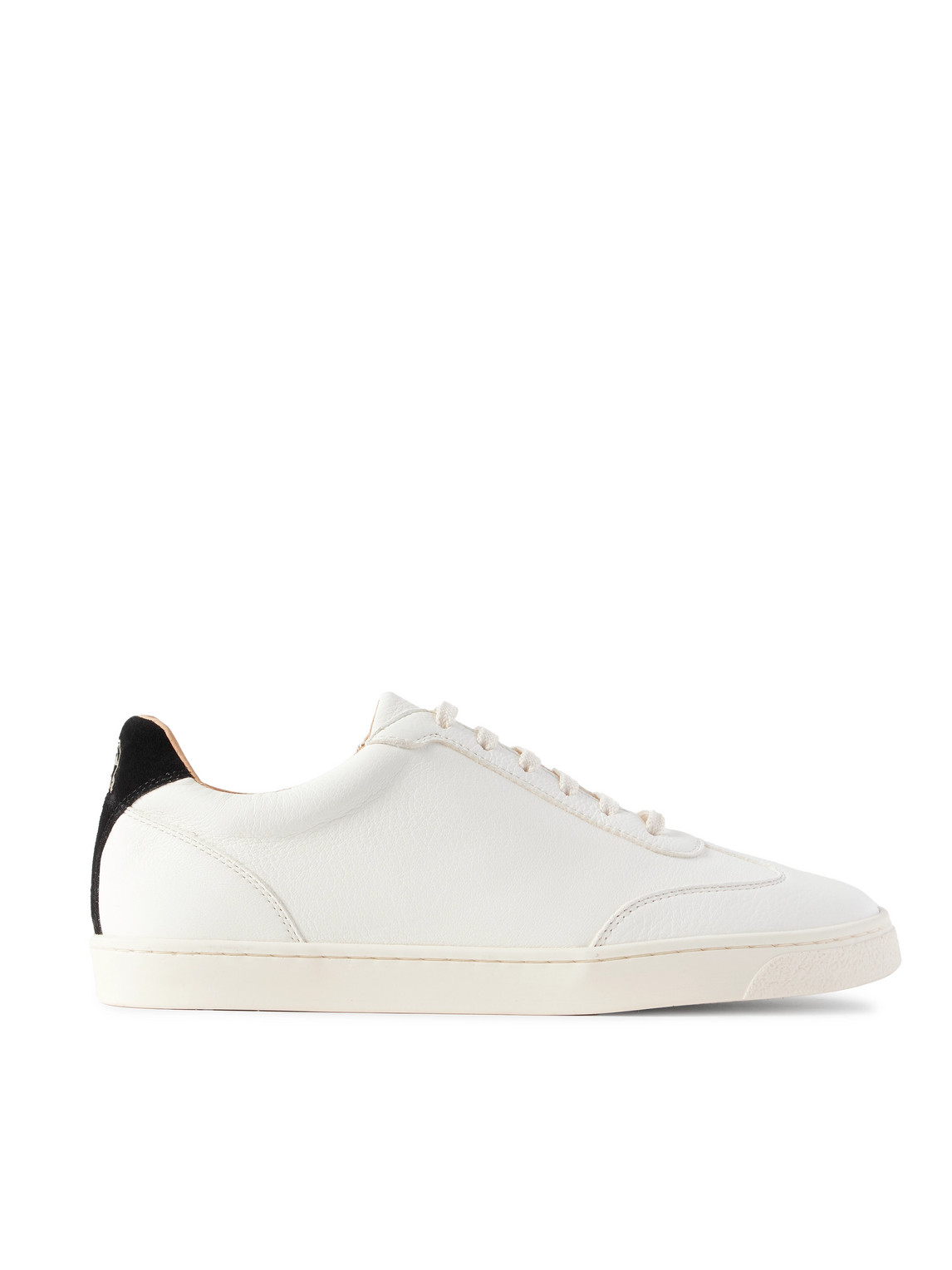 Brunello Cucinelli Coda Di Rondine Suede-trimmed Leather Sneakers In Neutrals