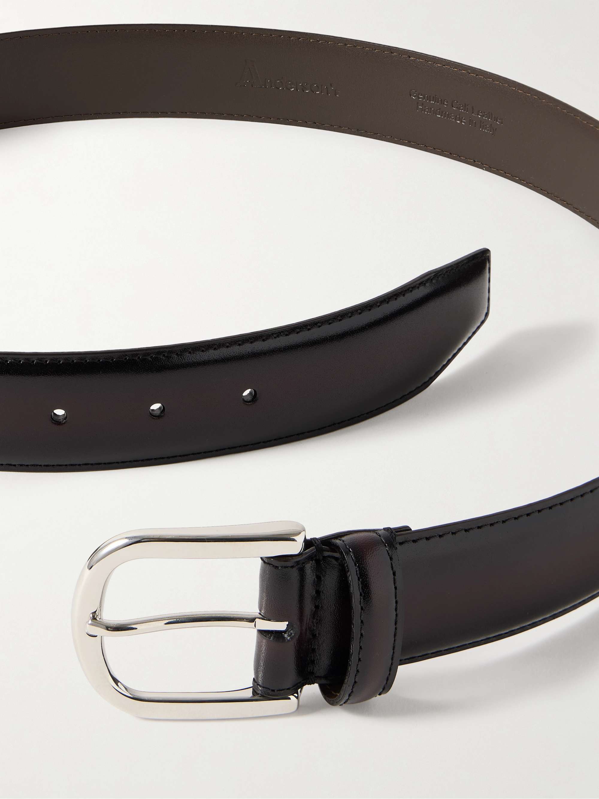 ANDERSON'S 3.5cm Brown Burnished-Leather Belt