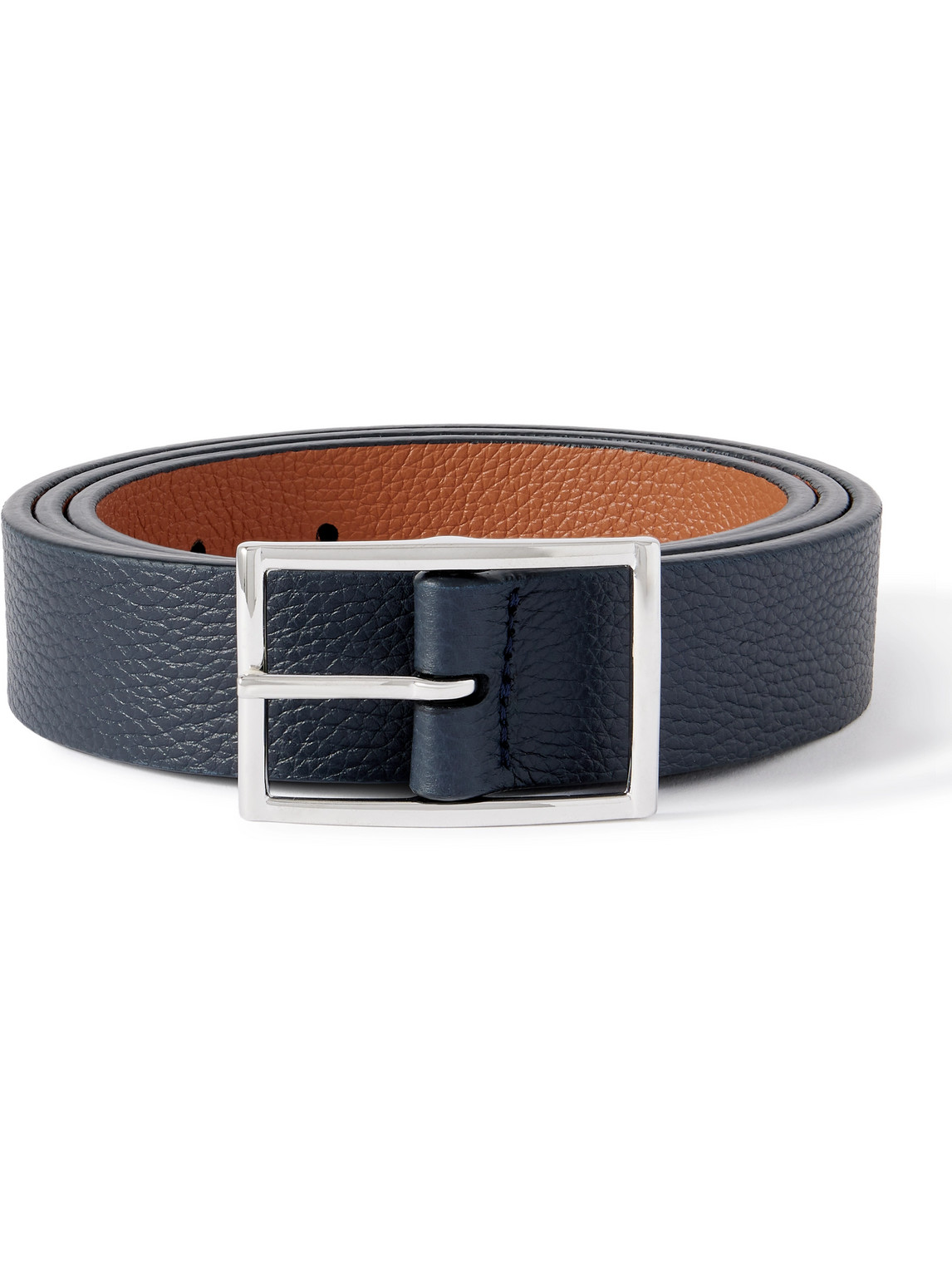 Anderson's 3cm Reversible Full-grain Leather Belt In Blue
