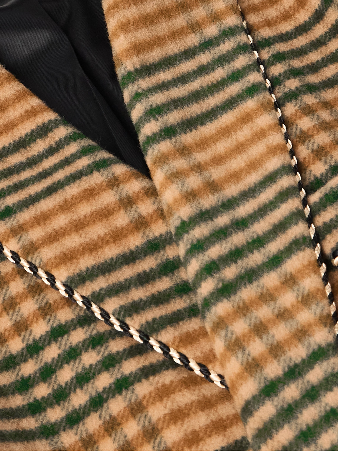 Celine Double-breasted Checked Wool Coat In Brown