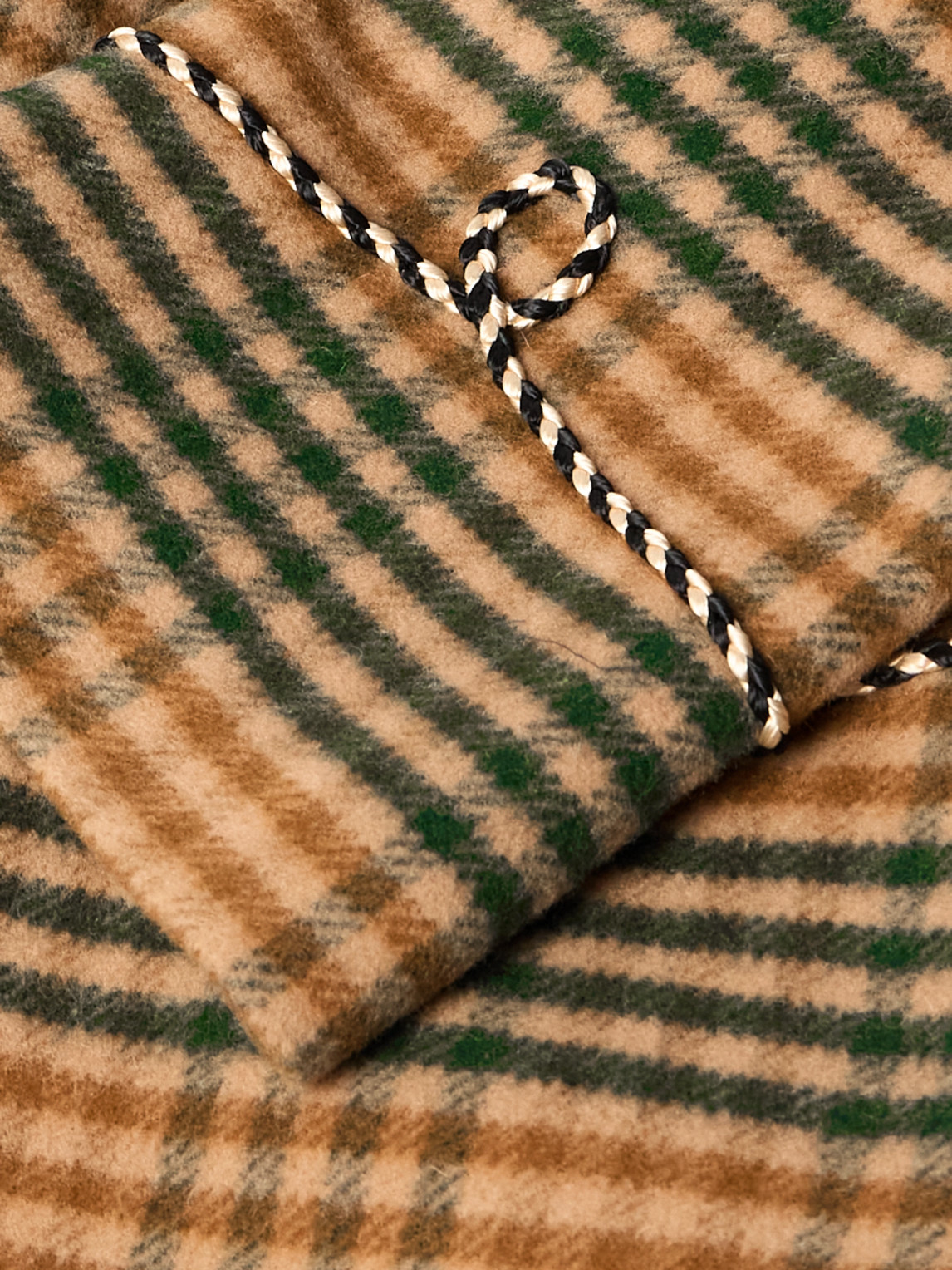 Celine Double-breasted Checked Wool Coat In Brown