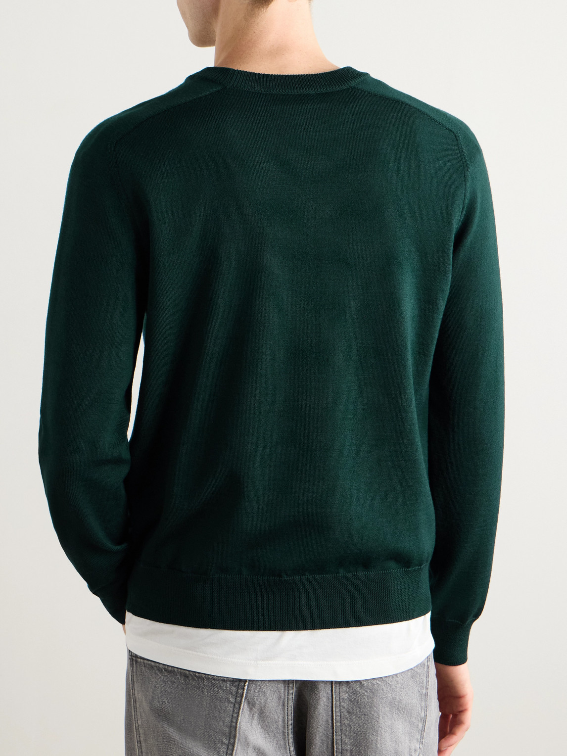 Celine Triomphe Logo-embroidered Wool Sweater In Green
