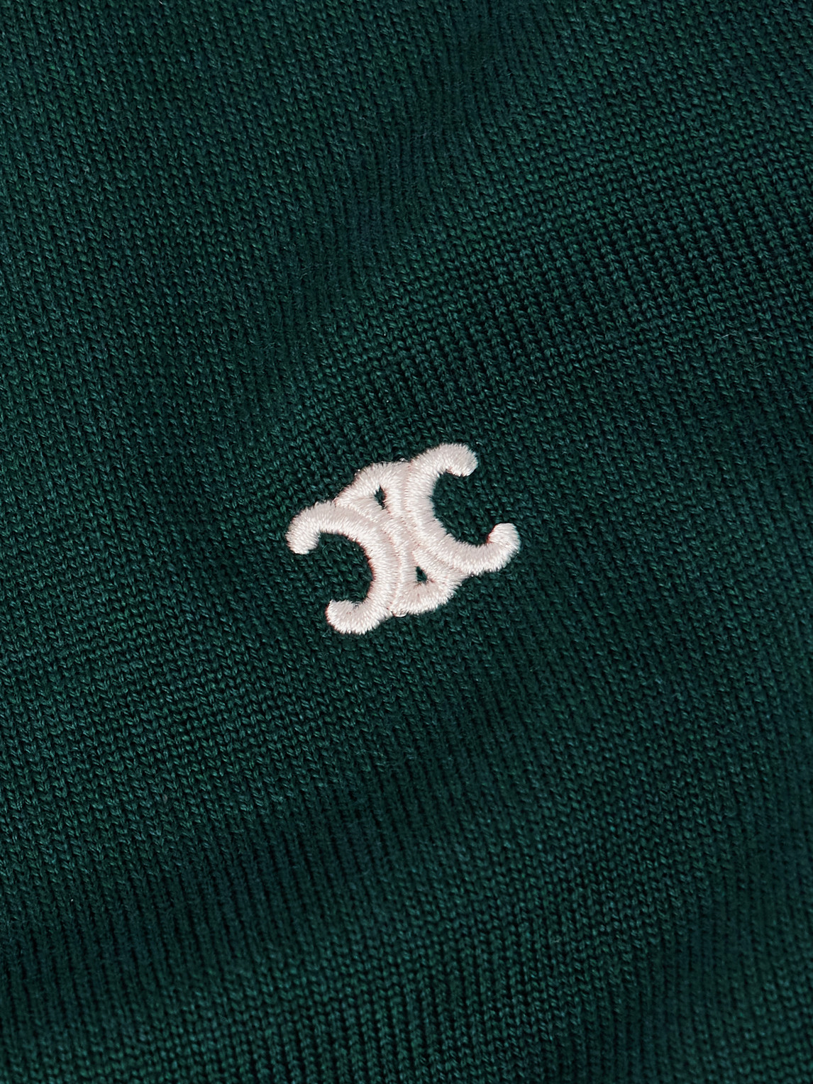 Celine Triomphe Logo-embroidered Wool Sweater In Green