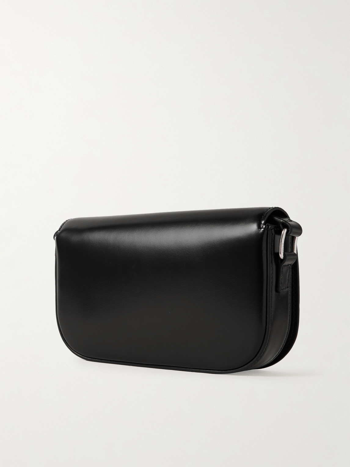 Celine Triomphe Small Glossed-leather Messenger Bag In Black