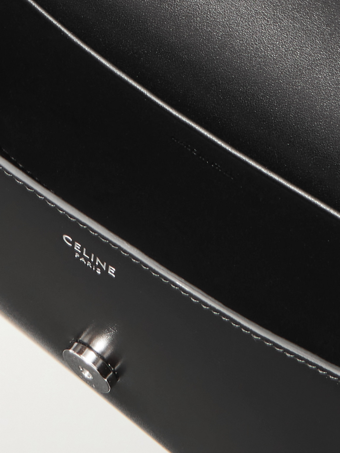 Celine Triomphe Small Glossed-leather Messenger Bag In Black