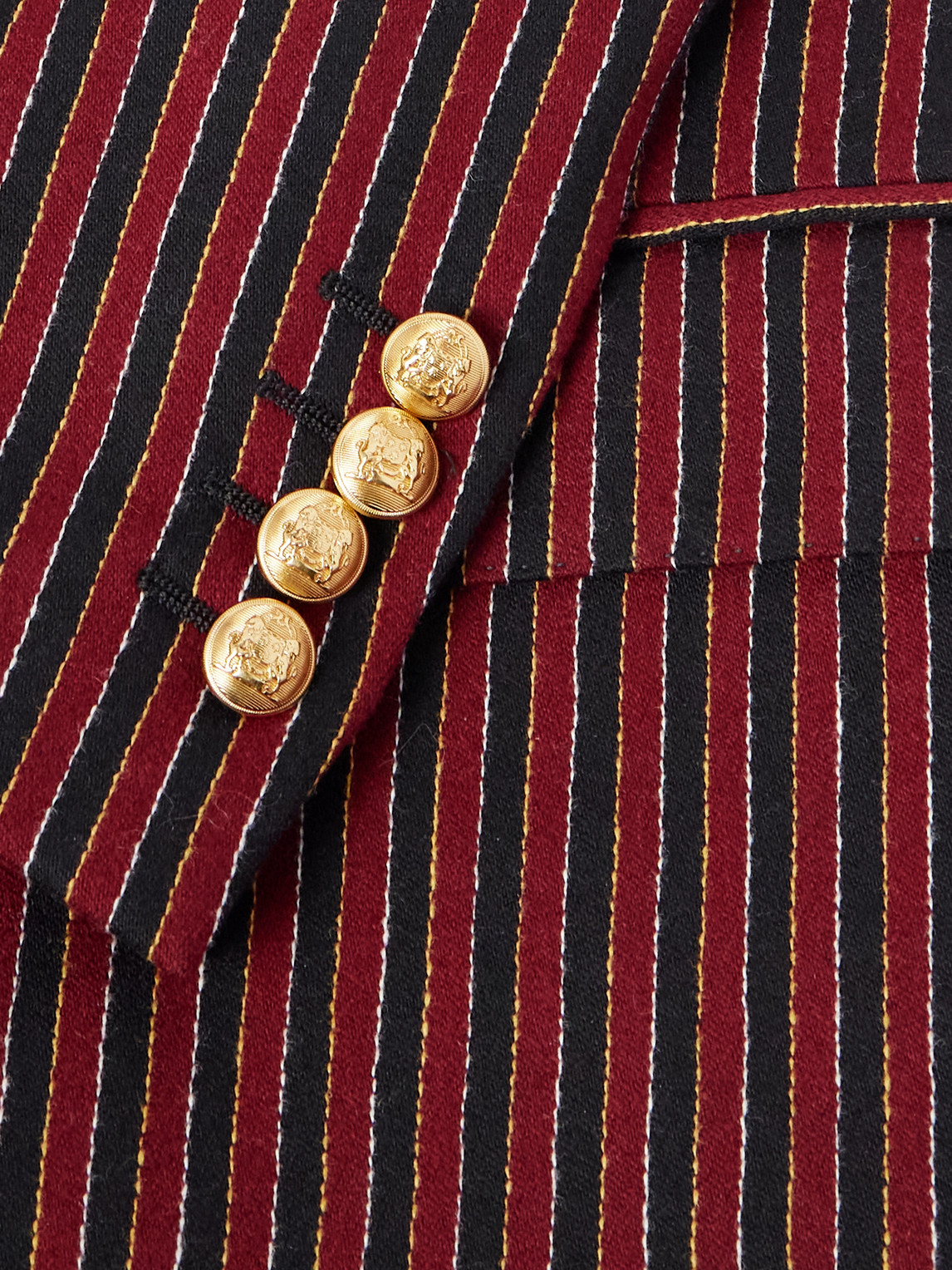 Celine Embroidered Striped Wool And Lycra-blend Blazer In Red