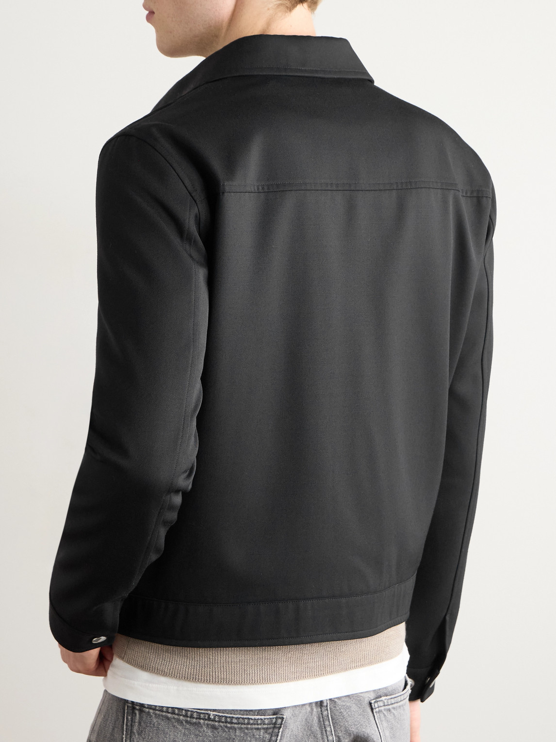 Celine Triomphe Logo-embroidered Wool-blend Twill Jacket In Black