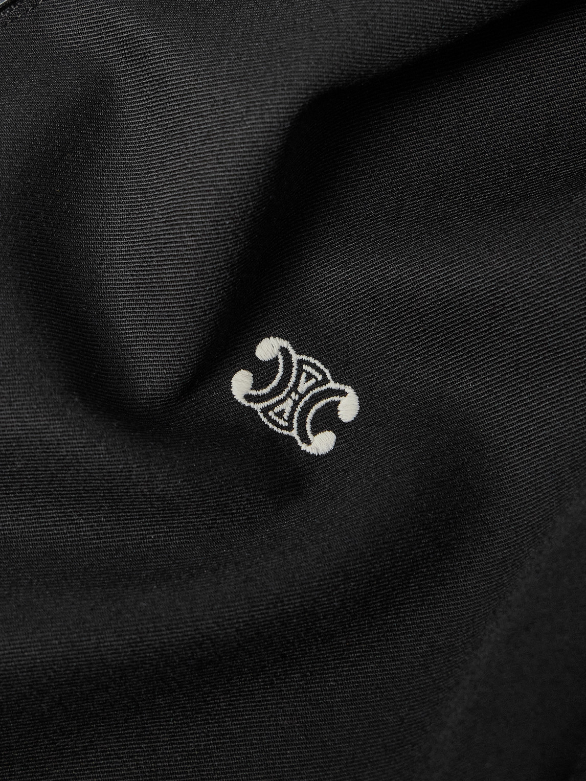 Celine Triomphe Logo-embroidered Wool-blend Twill Jacket In Black