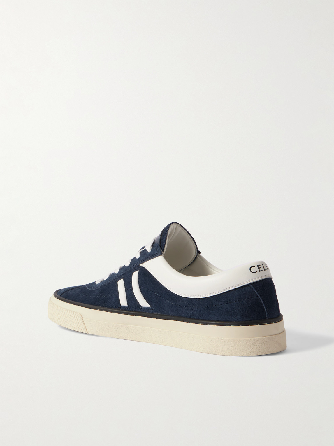 Celine Leather-trimmed Suede Sneakers In Blue