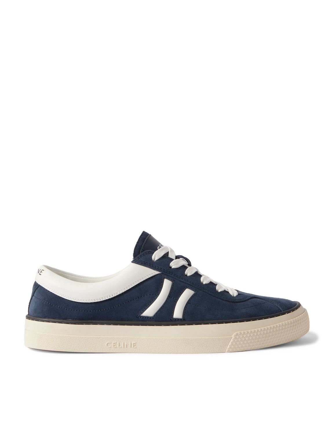 Celine Leather-trimmed Suede Sneakers In Blue