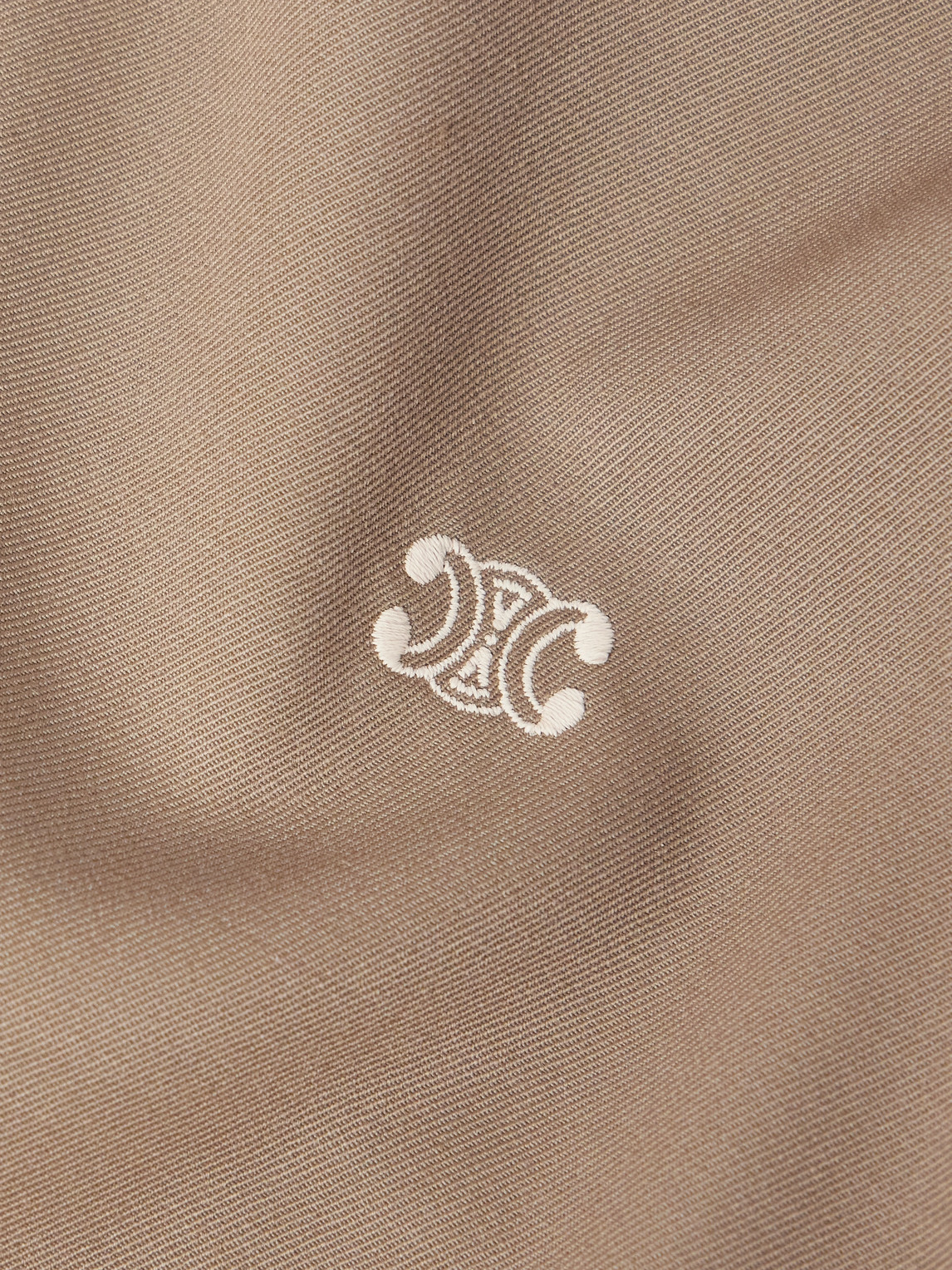 Celine Triomphe Logo-embroidered Wool-blend Twill Jacket In Brown