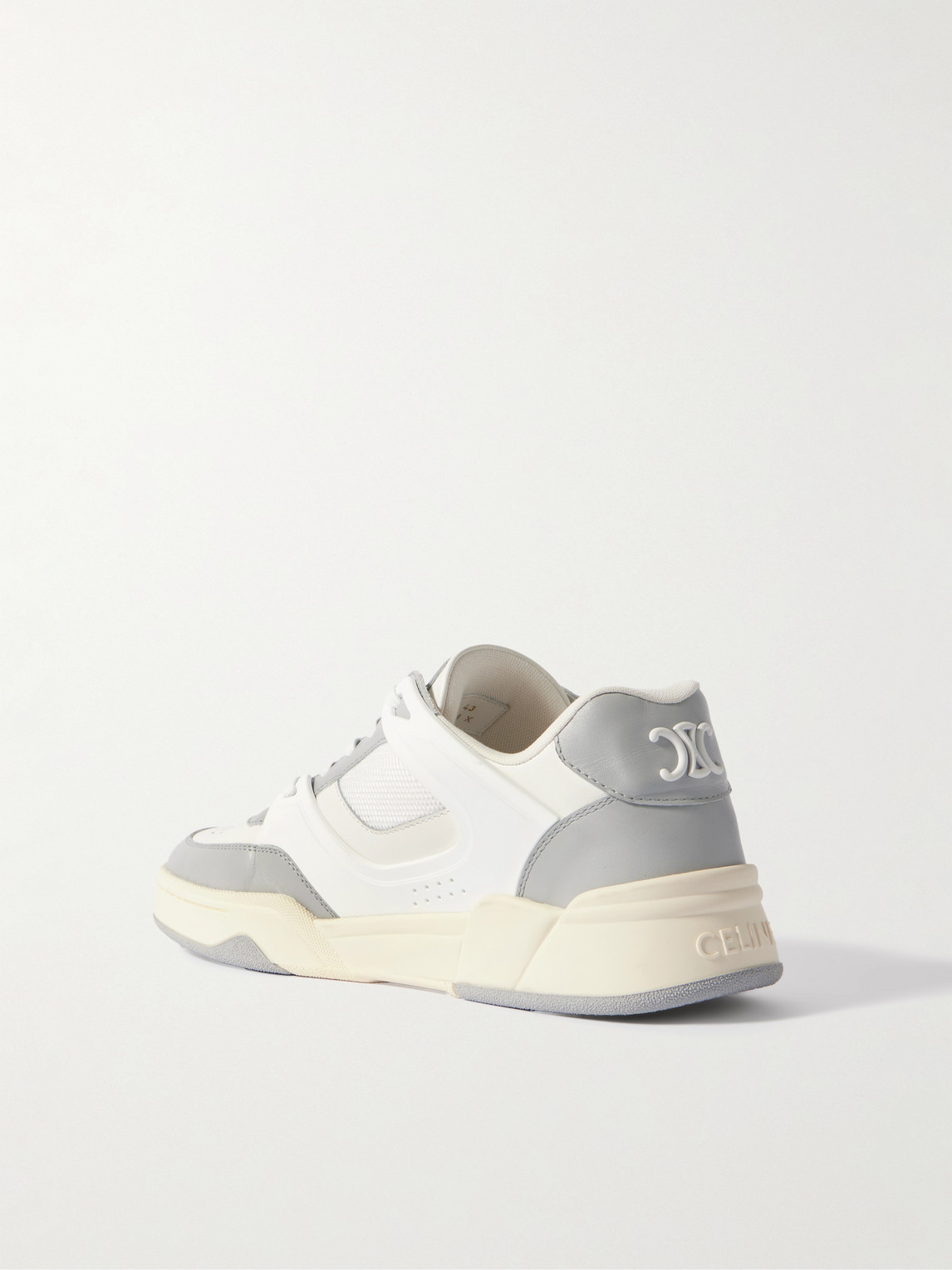 Celine Trainer Ct-09 Low Lace-up Sneaker In Calfskin And Mesh In Gray