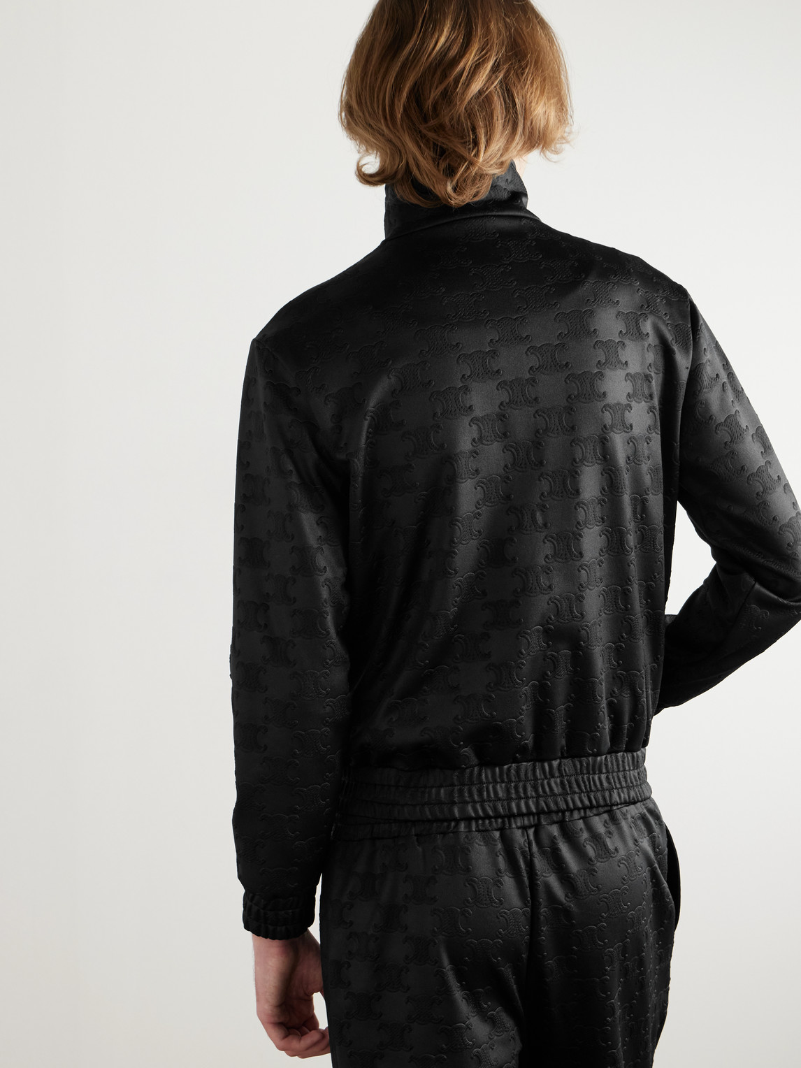 Celine Logo-jacquard Tech-jersey Track Jacket In Black