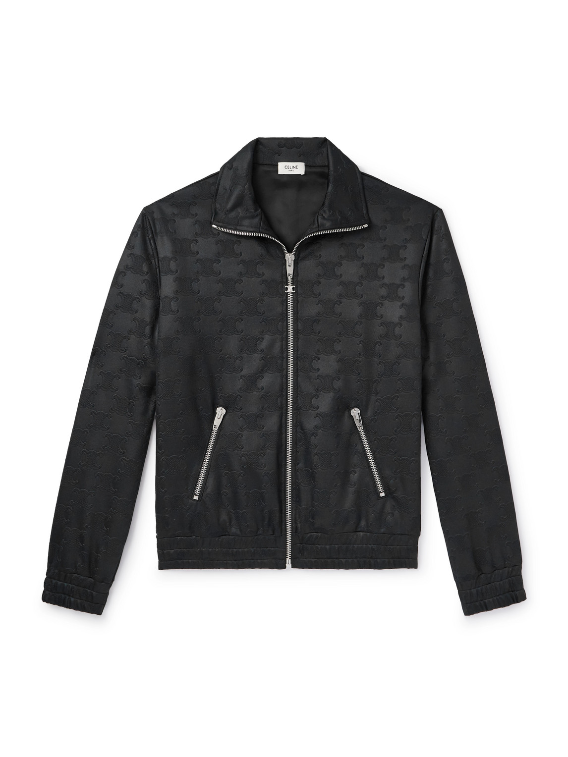 Celine Logo-jacquard Tech-jersey Track Jacket In Black