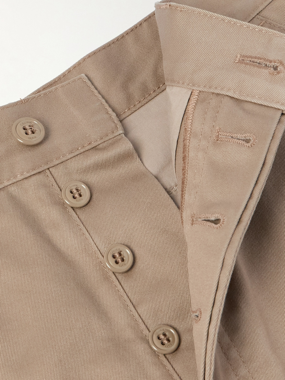 Celine Straight-leg Distressed Cotton-twill Cargo Shorts In Brown