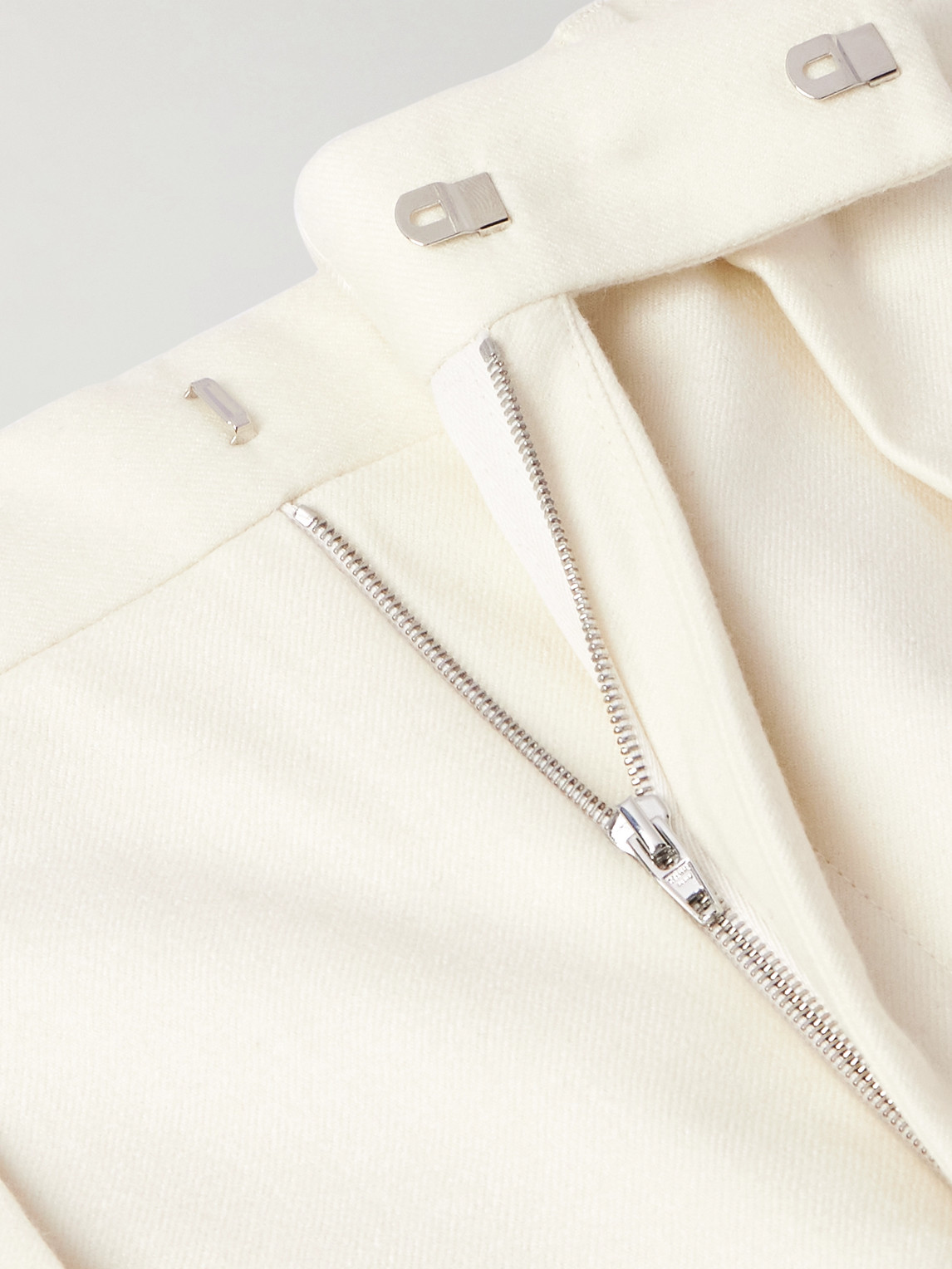 Celine Keith Tapered Pleated Cashmere-flannel Trousers In Neutral