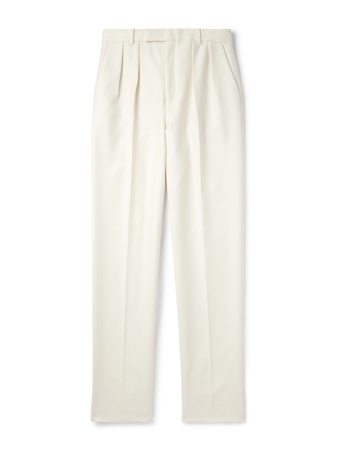 Celine Keith Tapered Pleated Cashmere-flannel Trousers In Neutral
