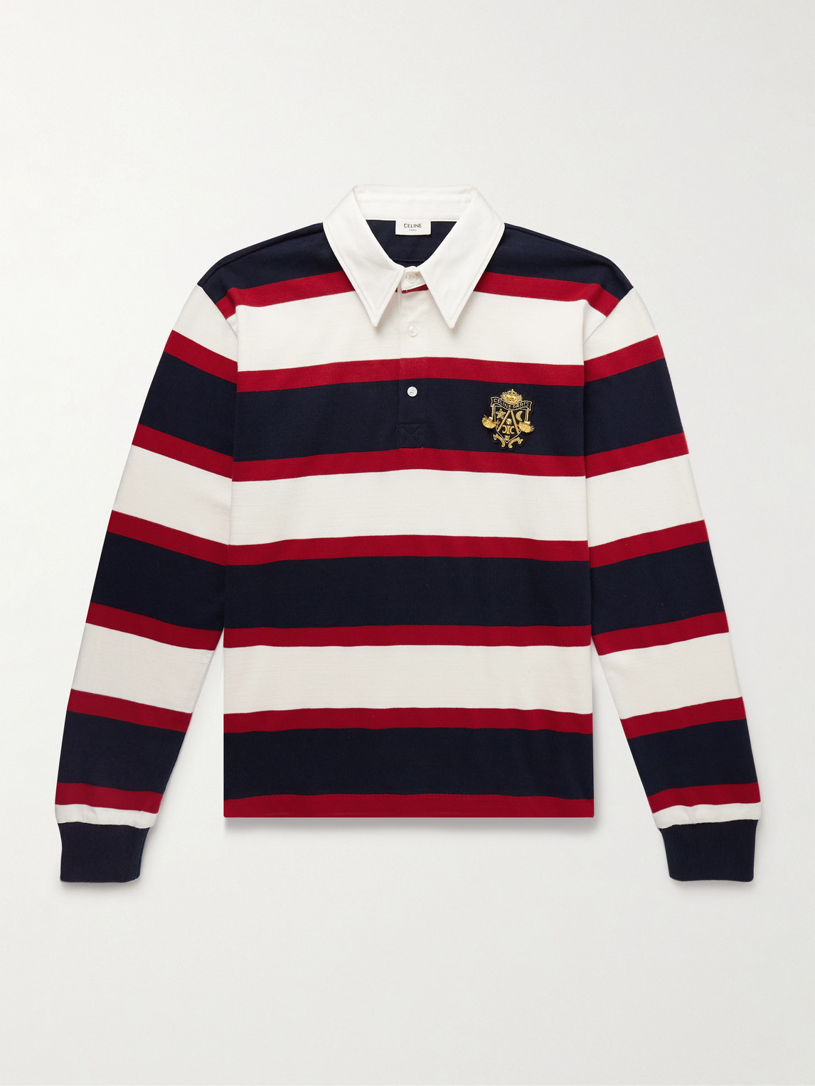 Logo-Appliquéd Striped Cotton-Jersey Polo Shirt