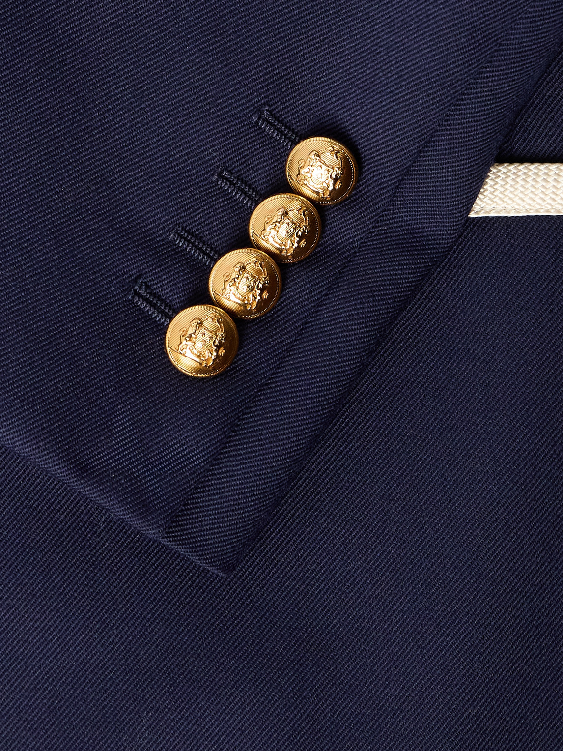 Celine Slim-fit Logo-appliquéd Piped Wool-twill Blazer In Blue