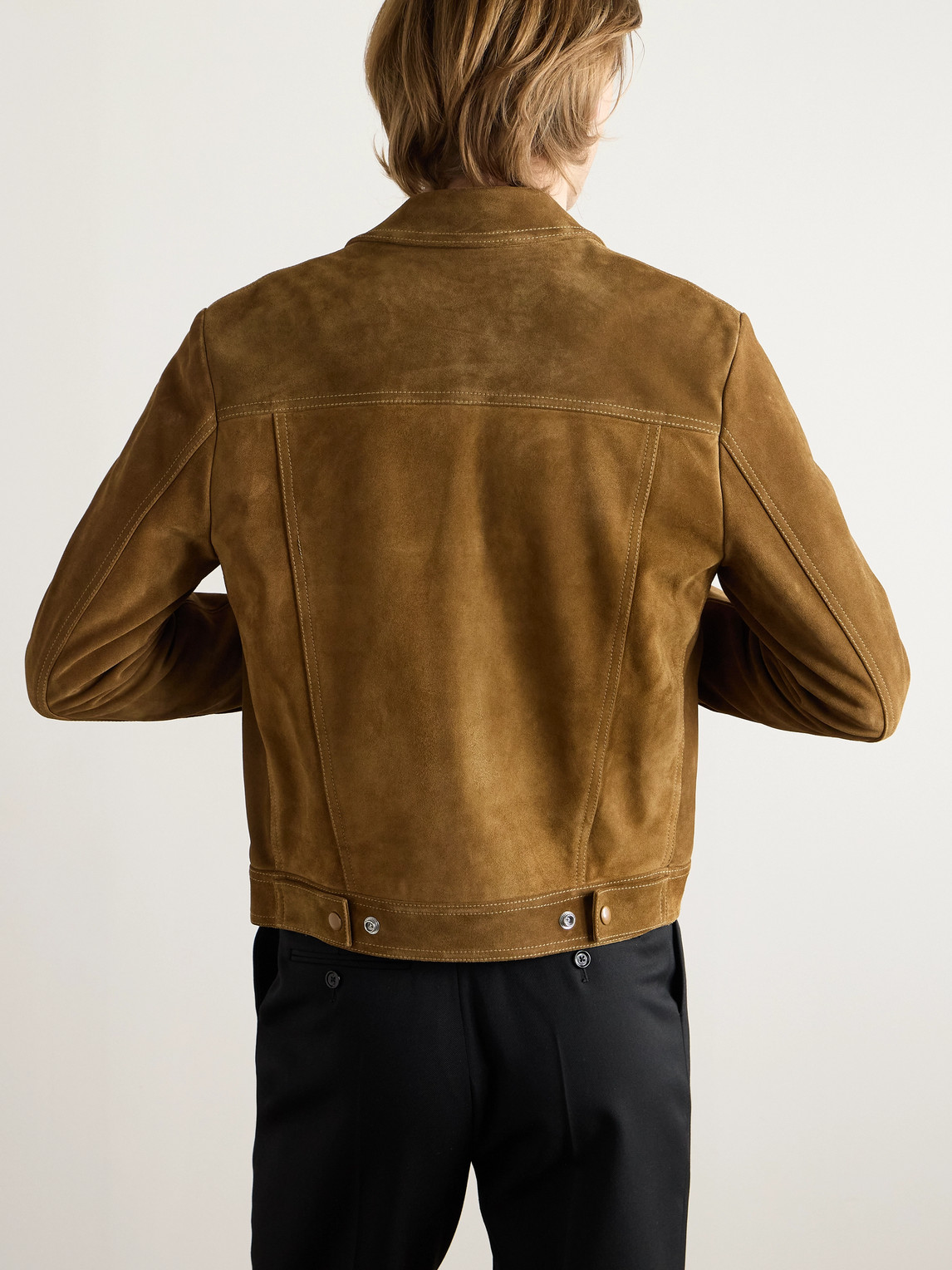 Celine Suede Trucker Jacker In Brown