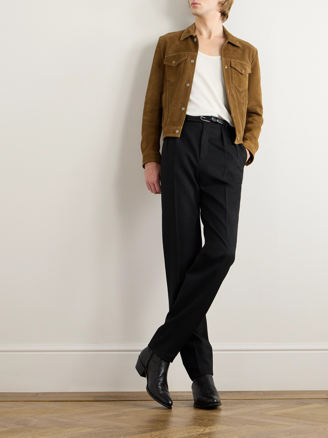 Celine Suede Trucker Jacker In Brown
