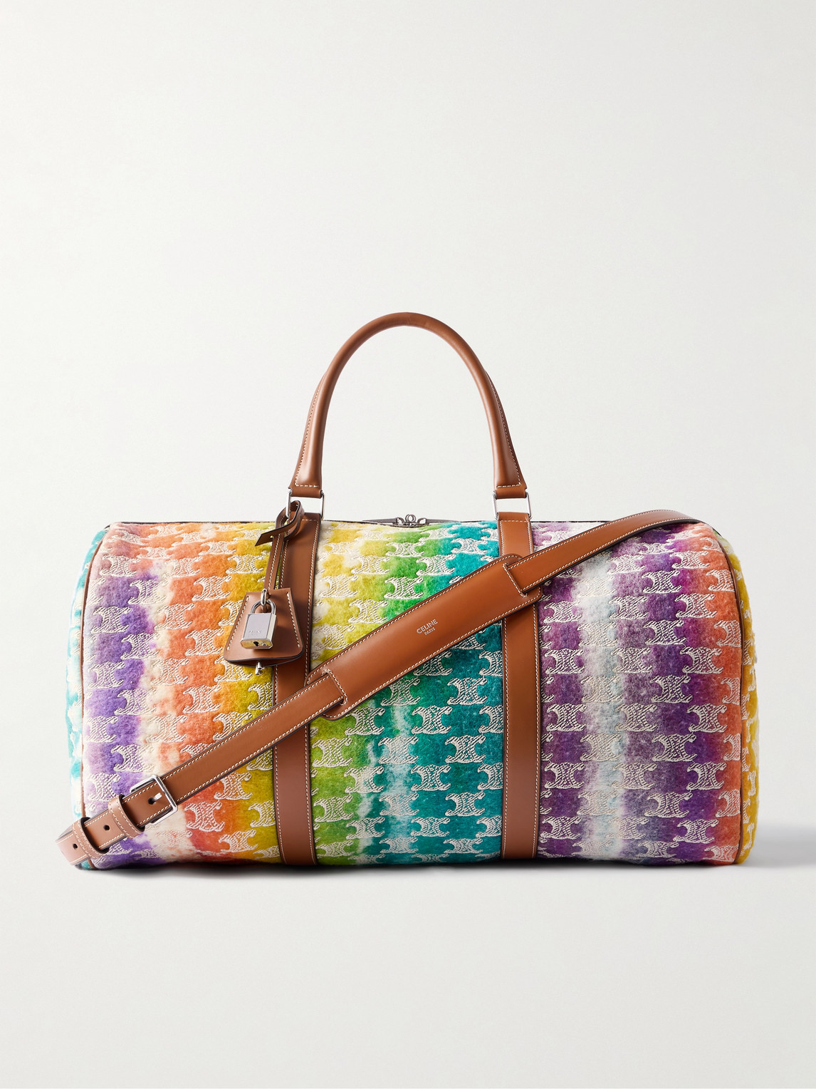 Medium Voyage Leather-Trimmed Wool Weekend Bag
