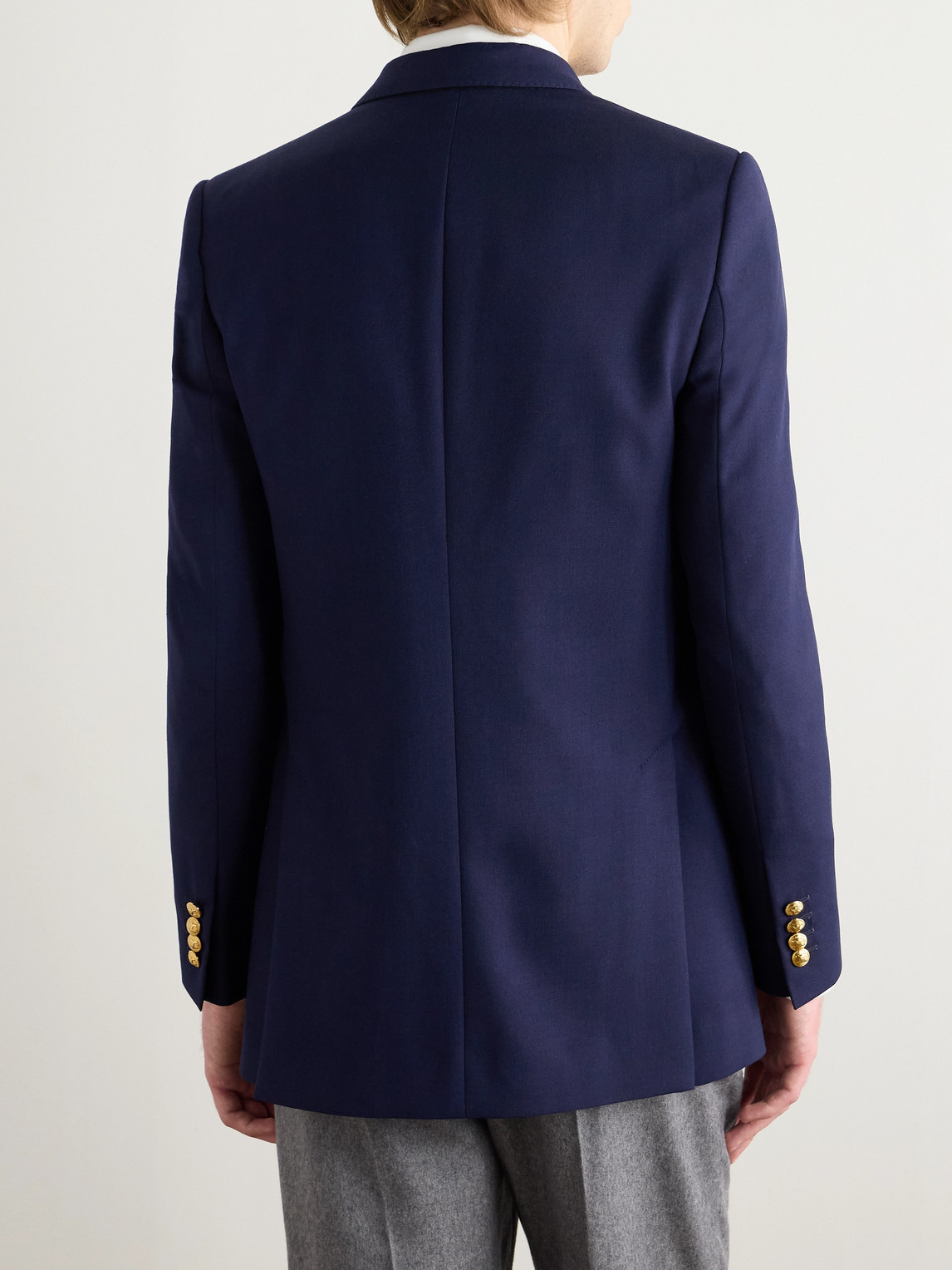 Celine Camden Double-breasted Gabardine Blazer In Blue