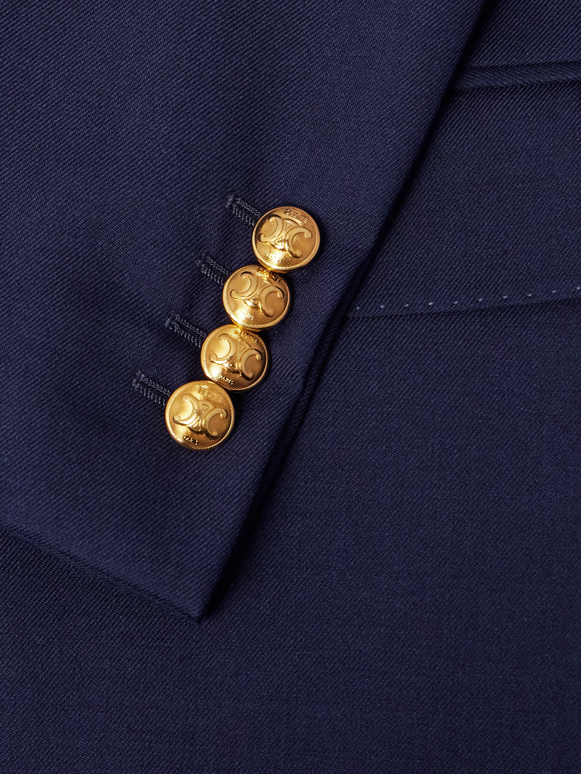 Celine Camden Double-breasted Gabardine Blazer In Blue