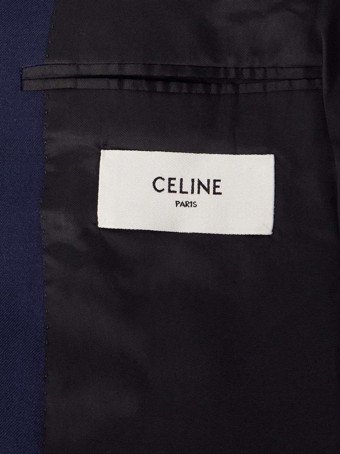 Celine Camden Double-breasted Gabardine Blazer In Blue