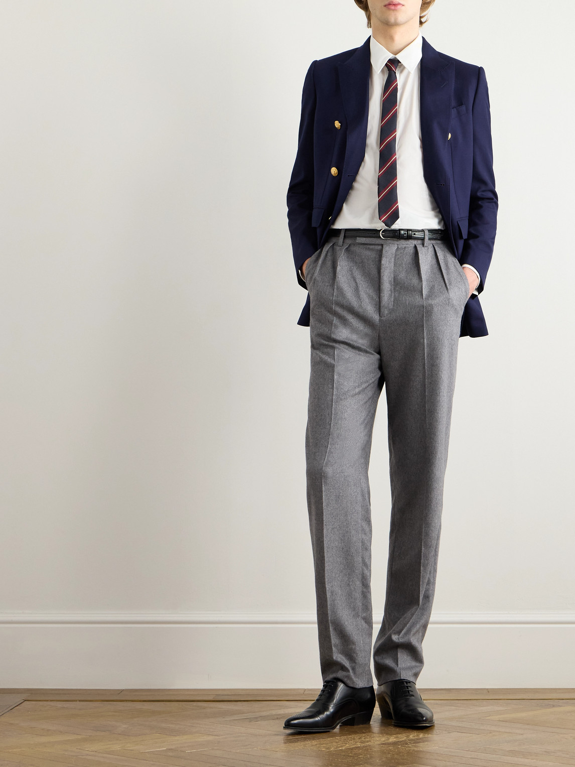 Celine Camden Double-breasted Gabardine Blazer In Blue