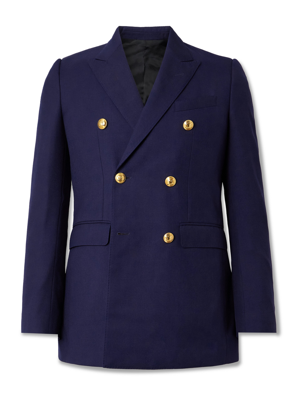 Celine Camden Double-breasted Gabardine Blazer In Blue