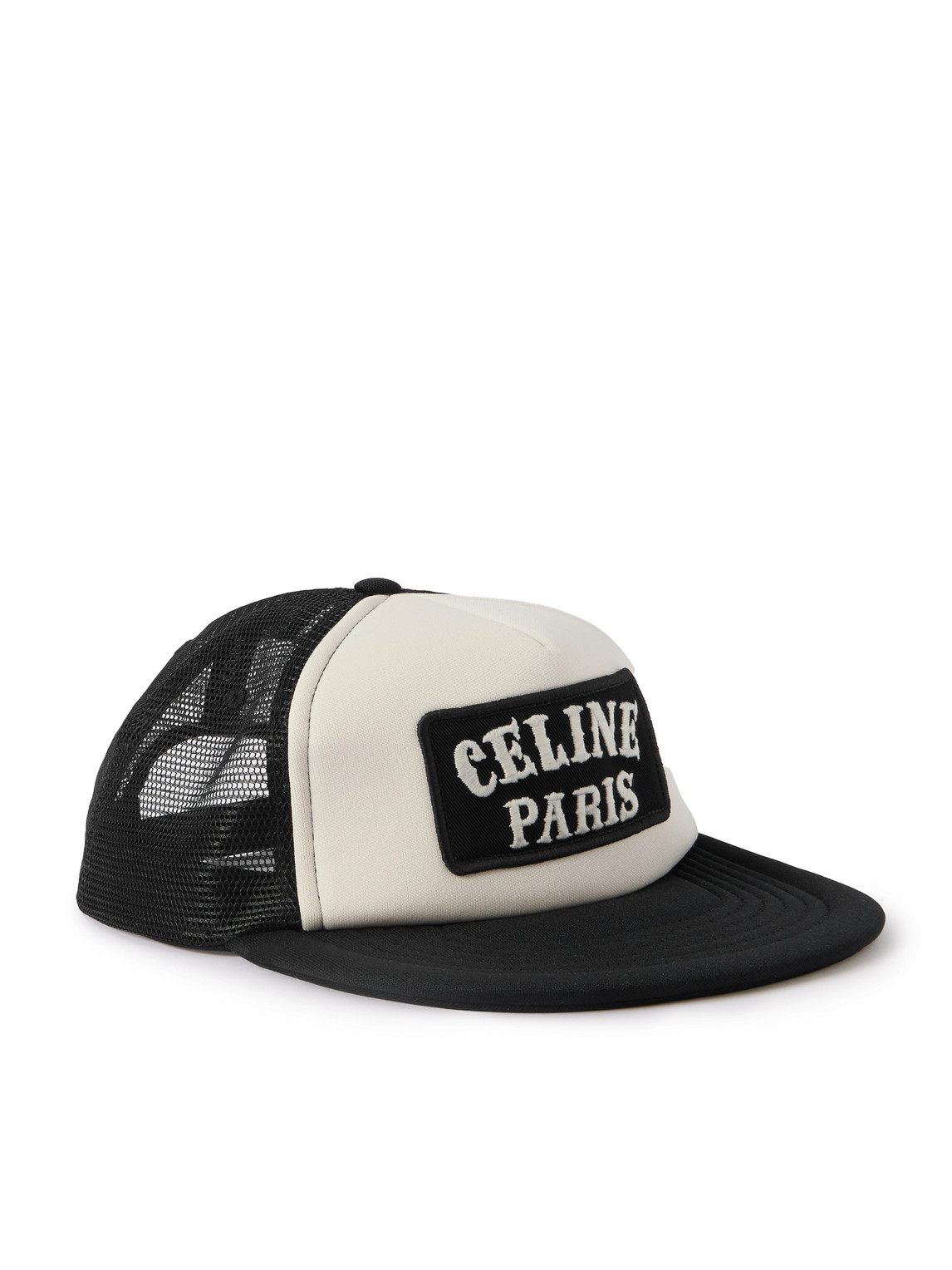 Celine Logo-appliquéd Cotton-canvas And Mesh Trucker Cap In Black