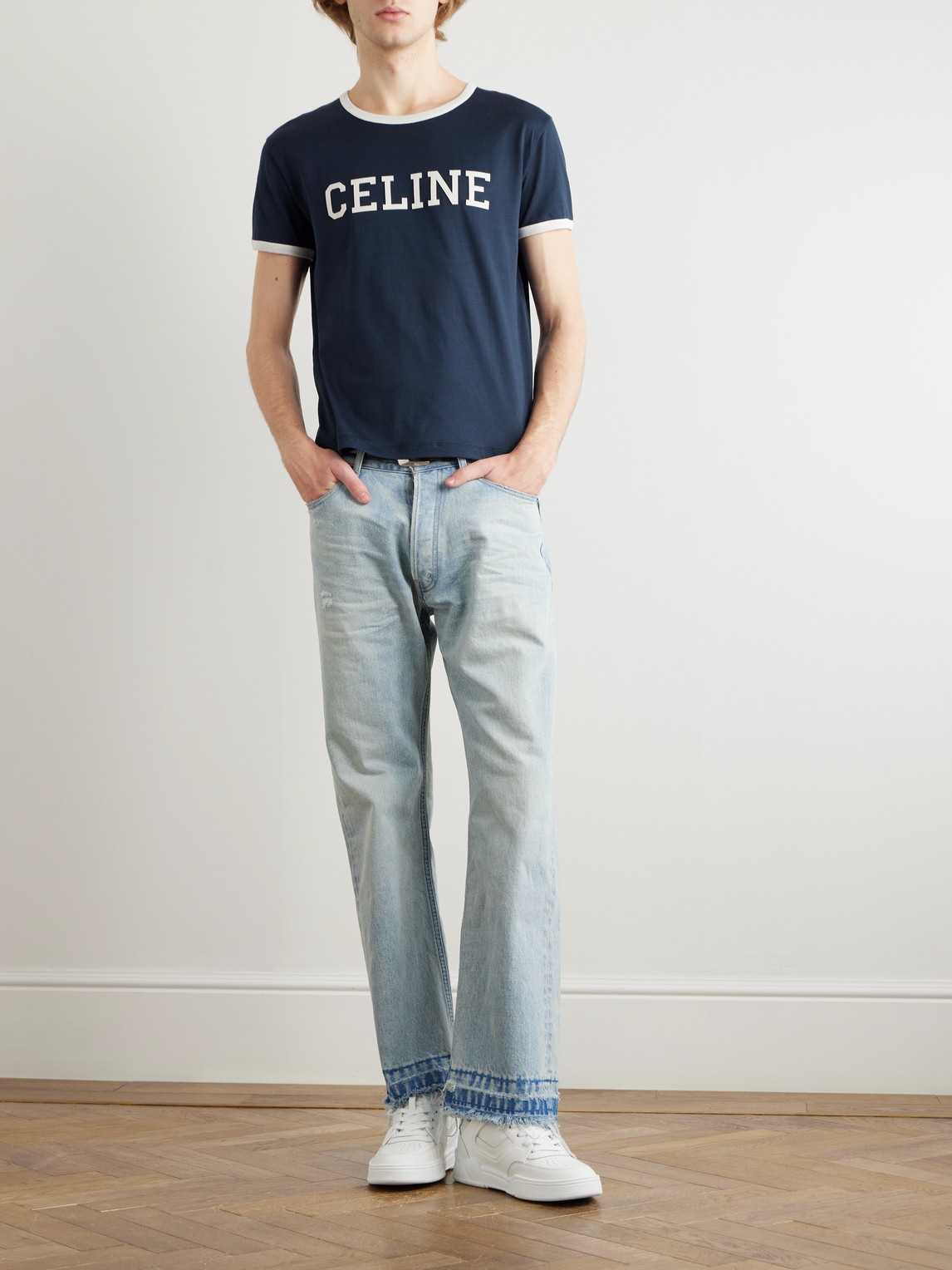 Celine Regular T-shirt In Cotton Jersey In Blue