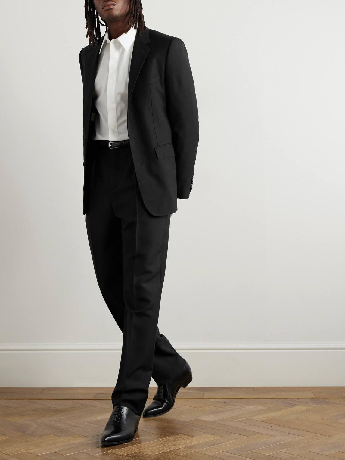 Celine Keith Slim-fit Pleated Wool And Mohair-blend Twill Trousers In Black