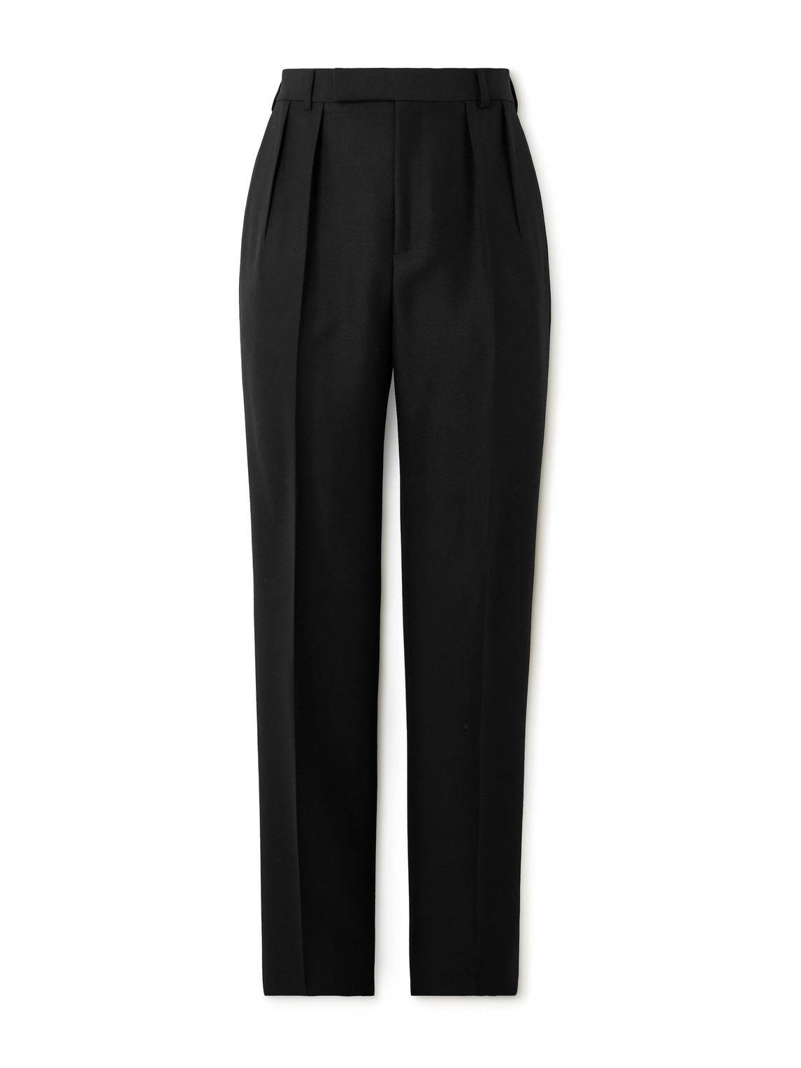 Celine Keith Slim-fit Pleated Wool And Mohair-blend Twill Trousers In Black