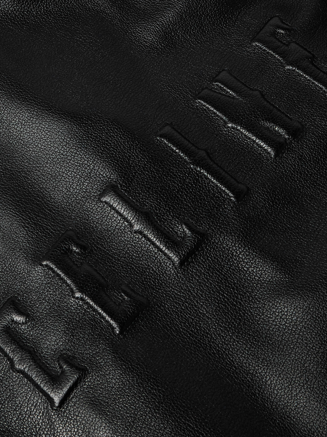 Celine Logo-embossed Full-grain Leather Hooded Bomber Jacket In Black
