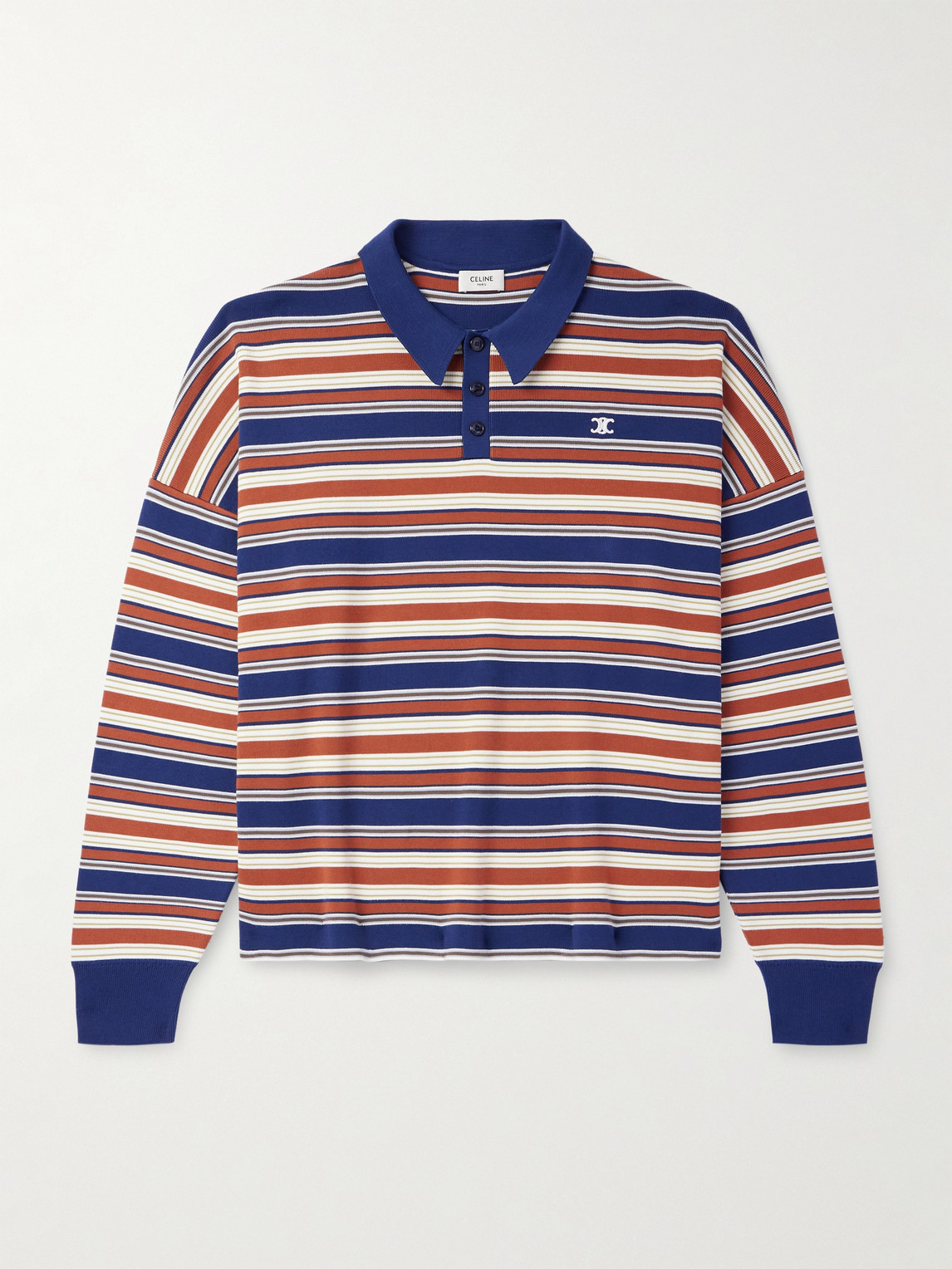 Logo-Embroidered Striped Cotton Polo Shirt