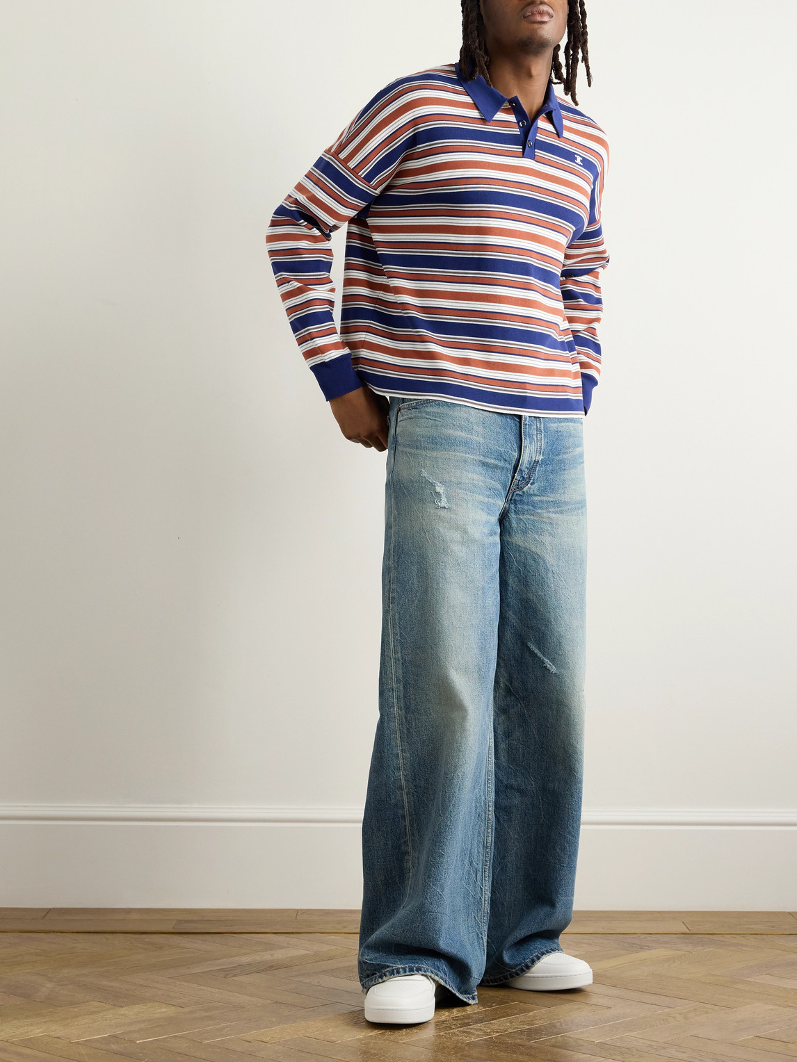 Logo-Embroidered Striped Cotton Polo Shirt — 2