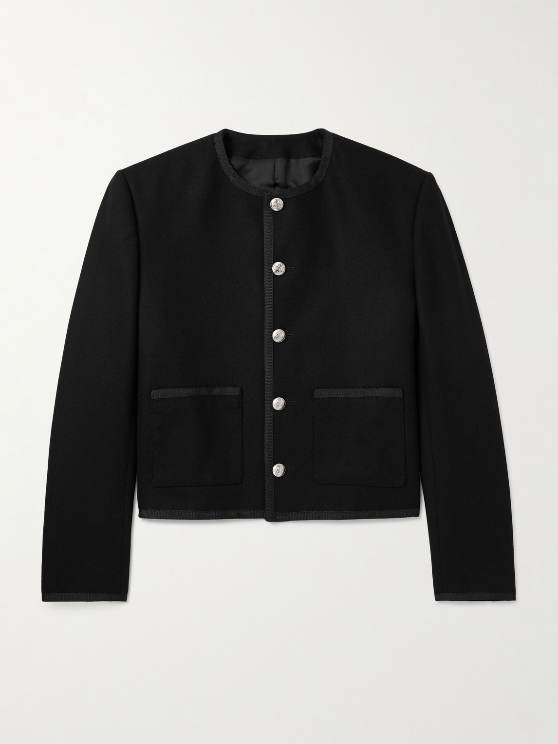 Slim-Fit Cropped Webbing-Trimmed Cashmere-Felt Jacket